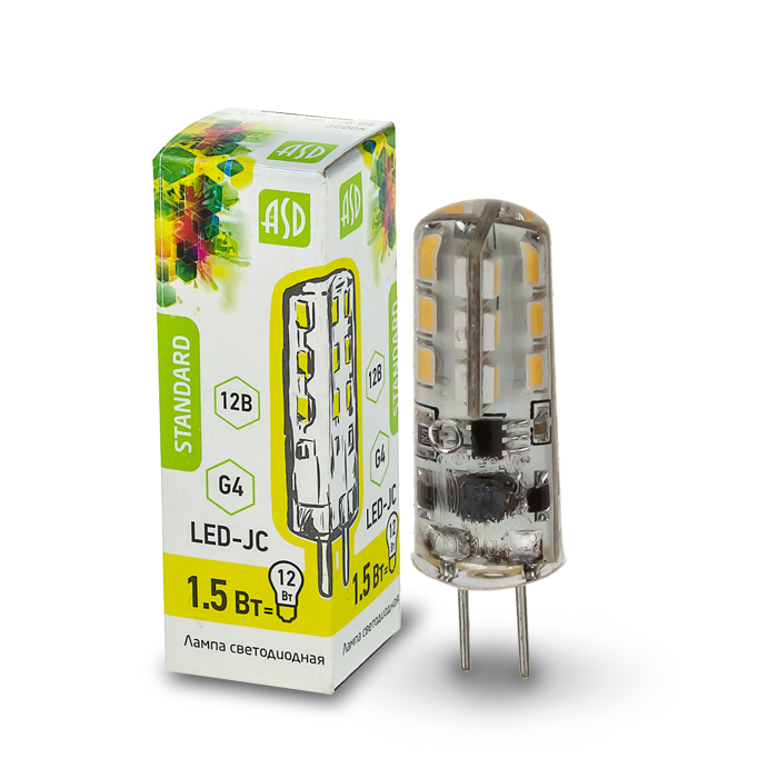 Лампа светодиодная LED-JC-standard 3Вт 12В G4 4000К ASD